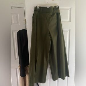 Zara Khaki Wide-Leg Trousers-army green